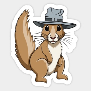 Happy Little Squirrel with Hat Sticker